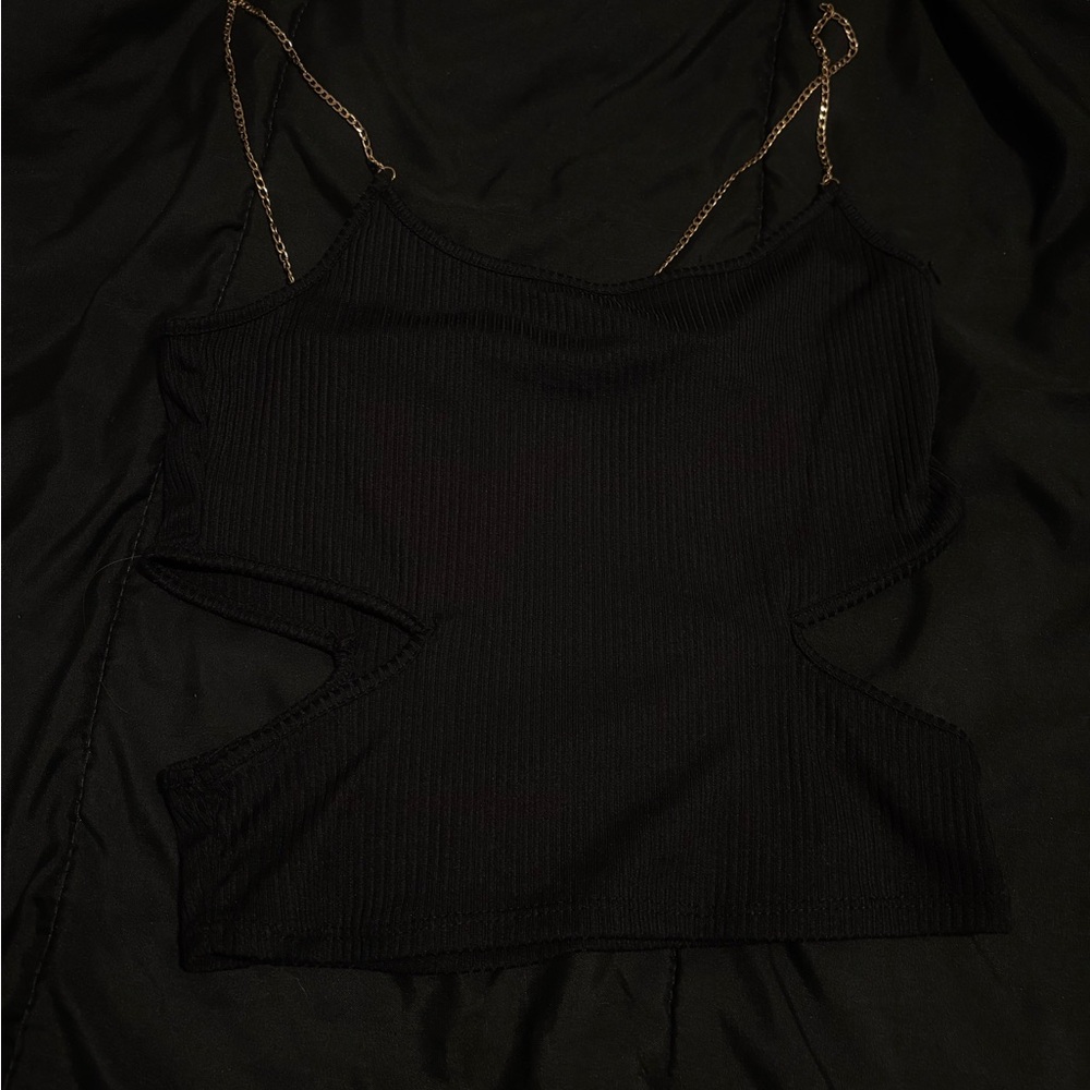 Vibe Black Crop Cut Out Camisole